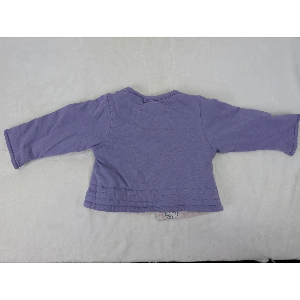 Vintage Cotton Jacket Baby Girl 3 Months Purple Squirrel Woodland 90s Y2K Snap